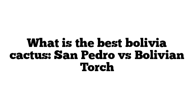 What is the best bolivia cactus: San Pedro vs Bolivian Torch